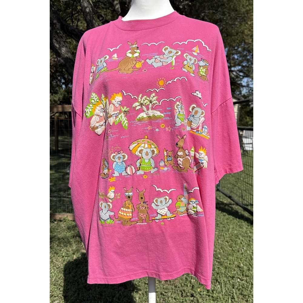 VTG EZL Womens Single Stitch T-Shirt Animals Funny Crazy 90's‎ Oversized 1 Size